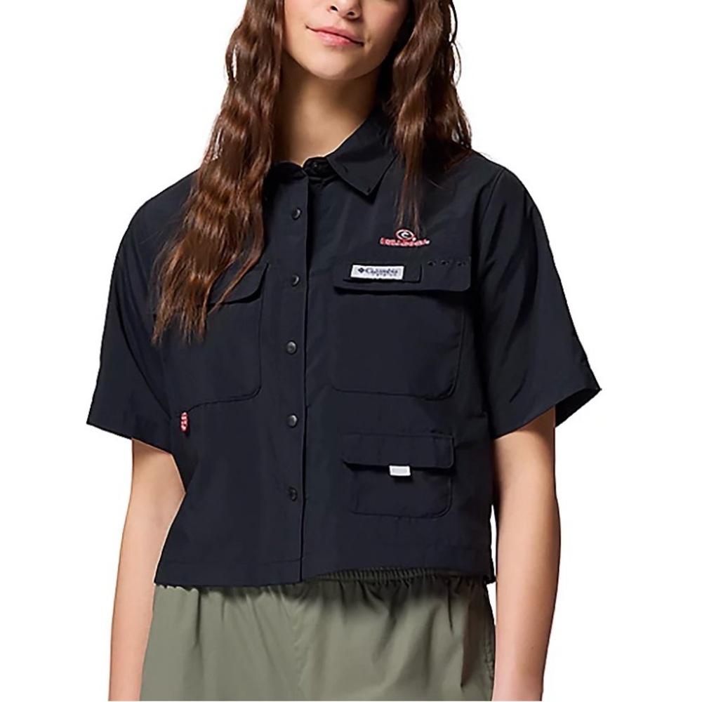 Georgia Bulldogs Columbia Black Short-Sleeve Utility Shirt NWT